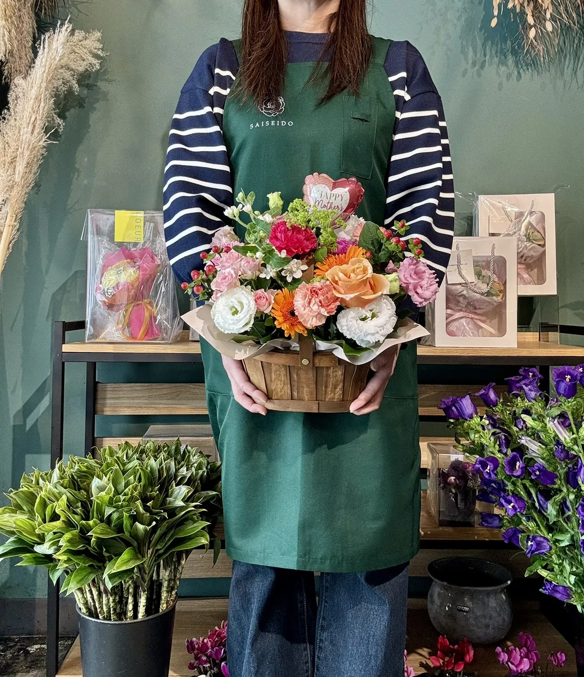 【限定30個】お母さんありがとうミックスバスケットアレンジ大